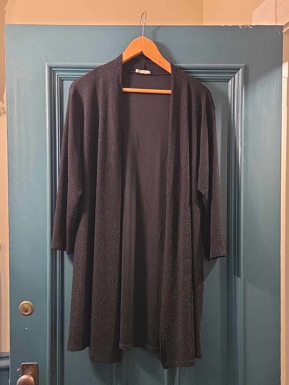Prospect Blvd. Women's Black Open-Front Sparkle Cardigan Jacket